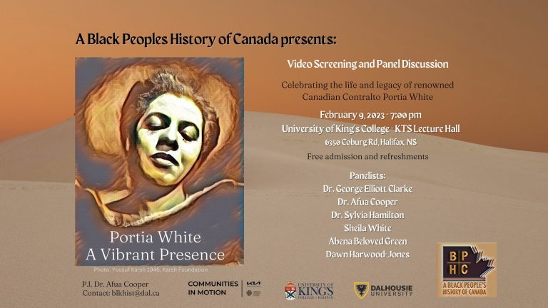 Screening and Panel Discussion – Portia White: A Vibrant Presence